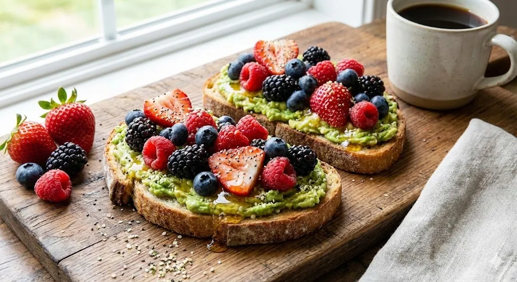 Avocado-Beeren Frühstückstoast